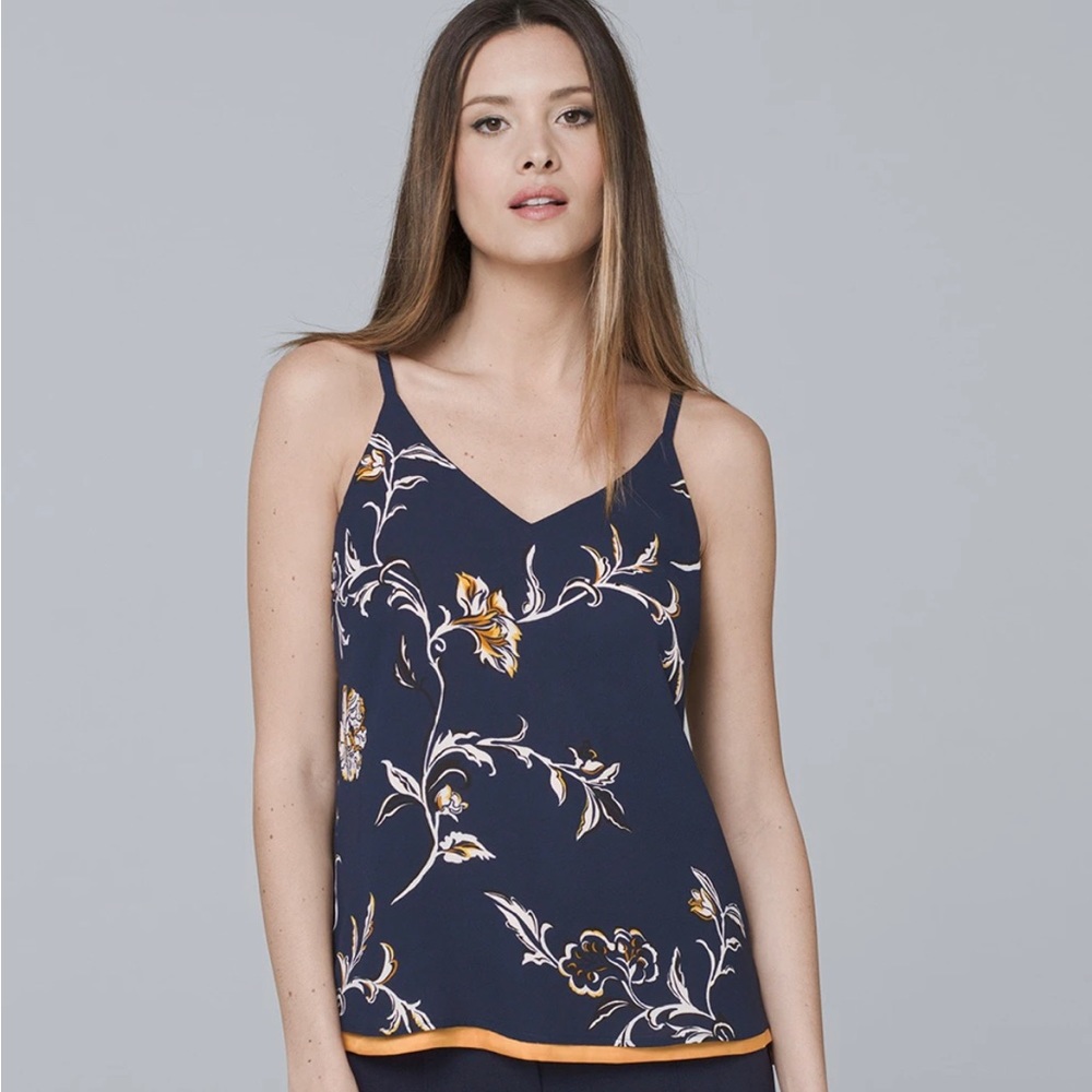 NWT ✨ White House Black Market Woven Reversible Cami- Officer Blue W/ Nectar